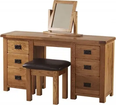 Originals Double Pedestal Dressing Table - Dark Lacquered, Oak image