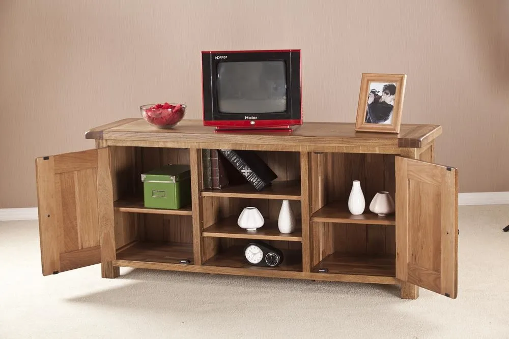 Originals Rustic Large TV Unit - Dark Lacquered, Oak