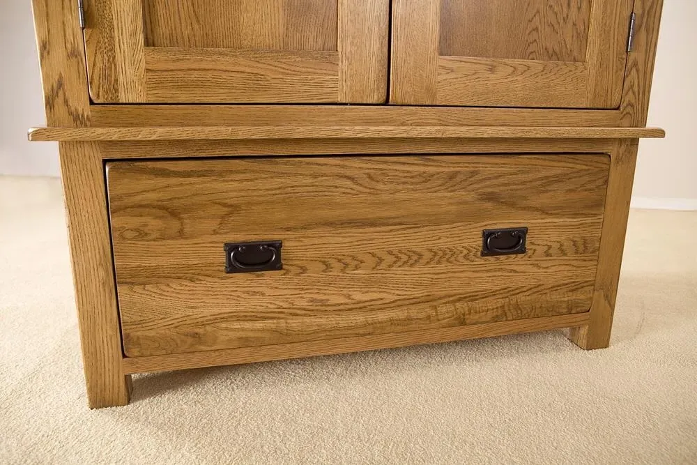 Originals Rustic Oak 2 Door 1 Drawer Wardrobe - Dark Lacquered