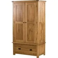 Originals Rustic Oak 2 Door 1 Drawer Wardrobe - Dark Lacquered
