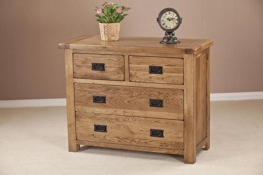 Originals Rustic Oak 2+2 Drawer Chest - Dark Lacquered