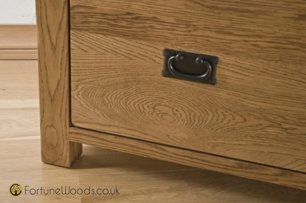 Originals Rustic Oak 3 Door 2 Drawer Wardrobe - Dark Lacquered