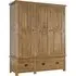 Originals Rustic Oak 3 Door 2 Drawer Wardrobe - Dark Lacquered