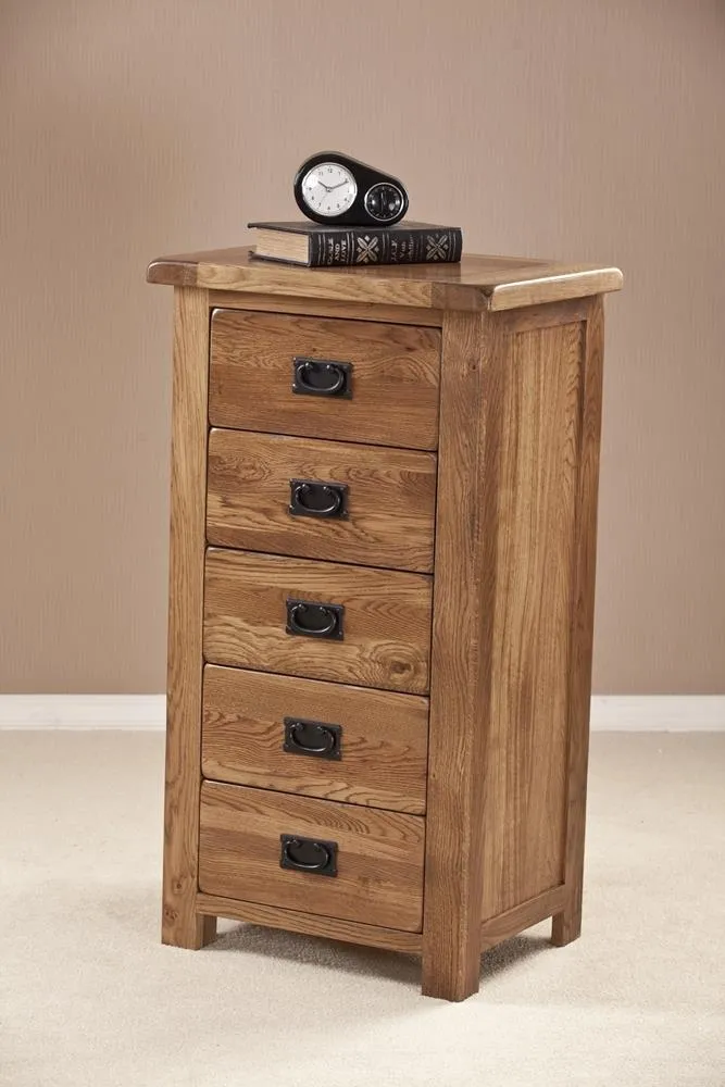 Originals Rustic Oak 5 Drawer Chest - Dark Lacquered