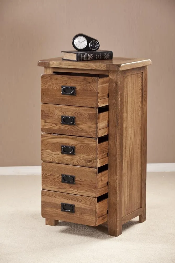 Originals Rustic Oak 5 Drawer Chest - Dark Lacquered
