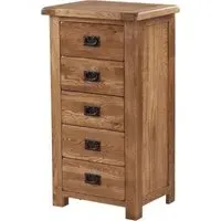 Originals Rustic Oak 5 Drawer Chest - Dark Lacquered