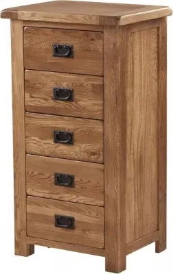 Originals Rustic Oak 5 Drawer Chest - Dark Lacquered