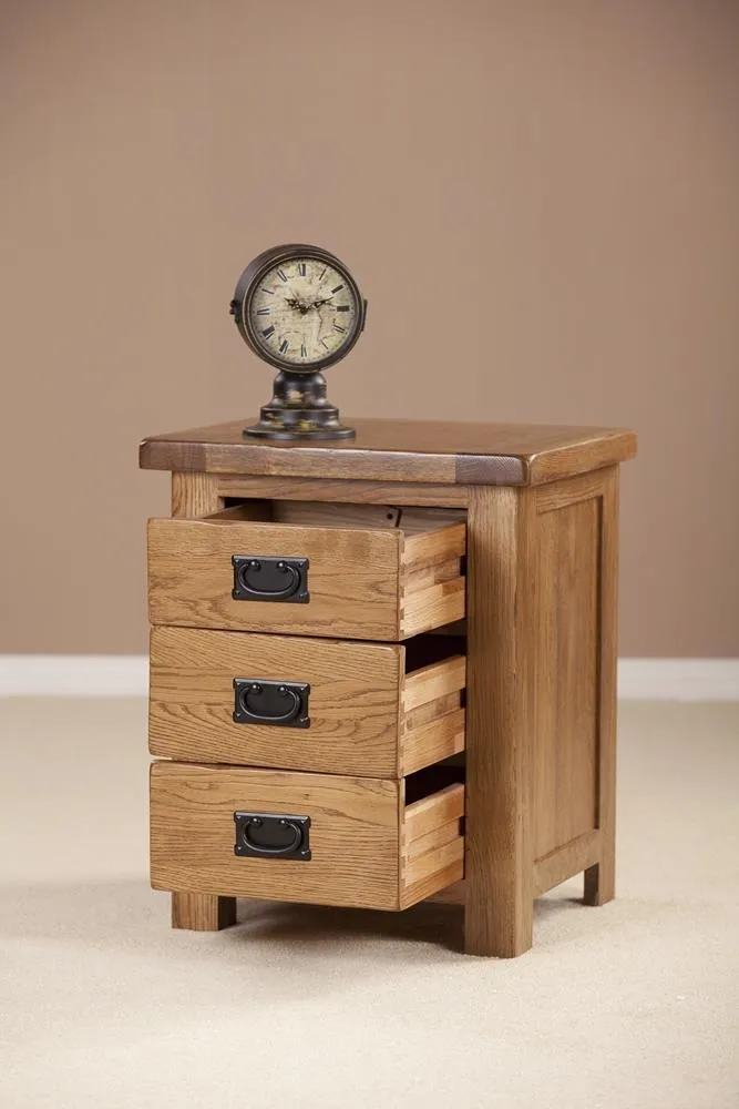 Originals Rustic Oak Bedside Cabinet - Dark Lacquered