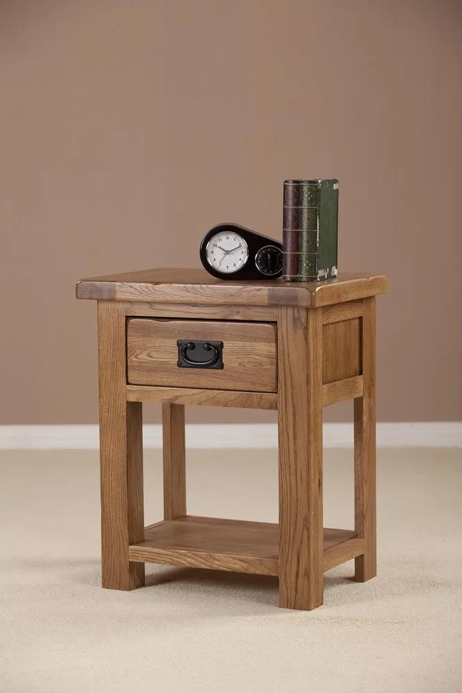 Originals Rustic Oak Bedside Table - Dark Lacquered, Oak