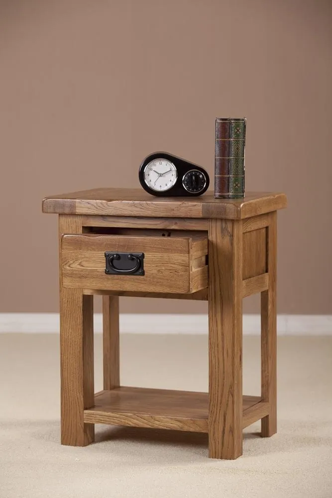 Originals Rustic Oak Bedside Table - Dark Lacquered, Oak