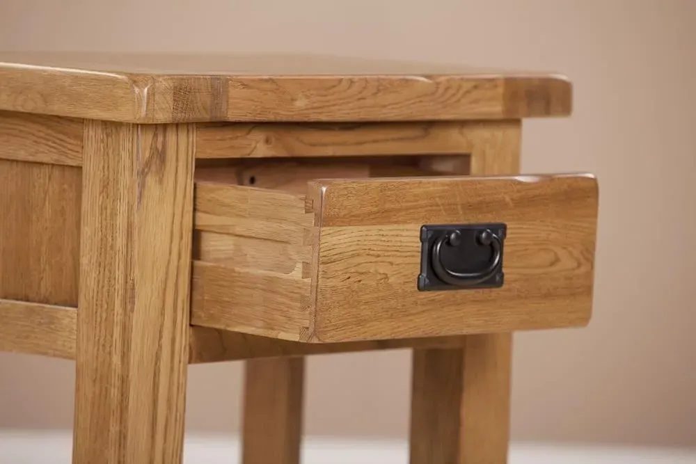 Originals Rustic Oak Bedside Table - Dark Lacquered, Oak