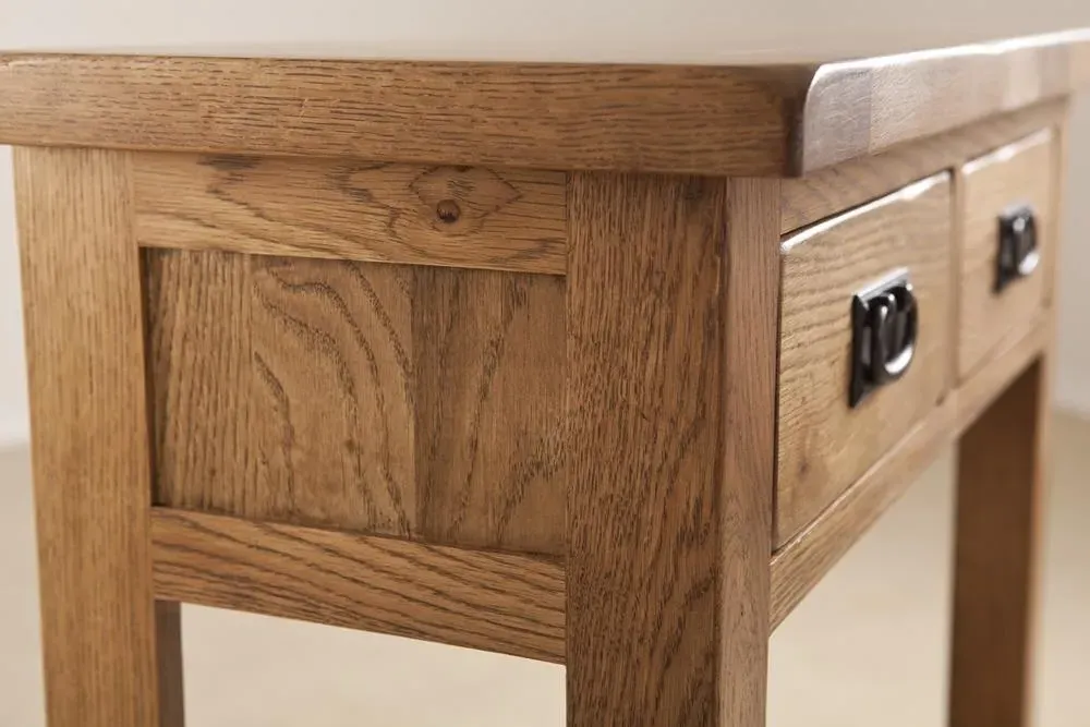 Originals Rustic Oak Console Table with Storage - Dark Lacquered