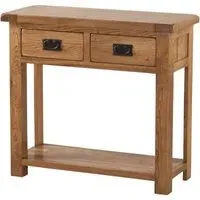Originals Rustic Oak Console Table with Storage - Dark Lacquered