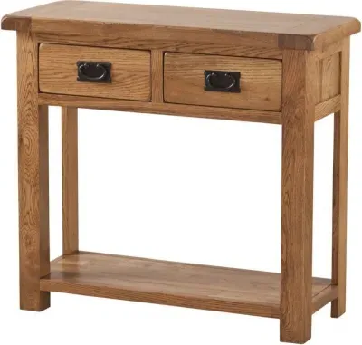 Originals Rustic Oak Console Table with Storage - Dark Lacquered image