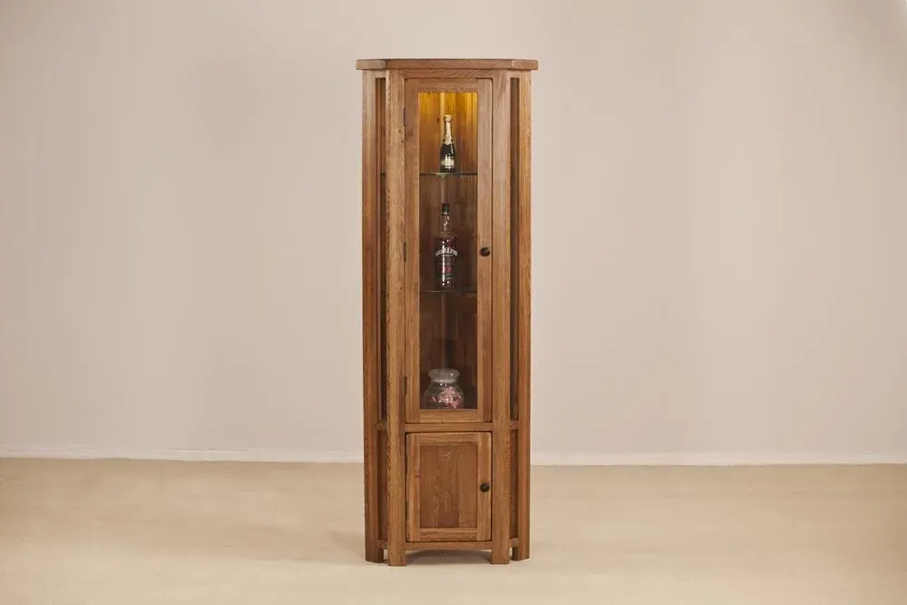 Originals Rustic Oak Corner Display Cabinet - Dark Lacquered