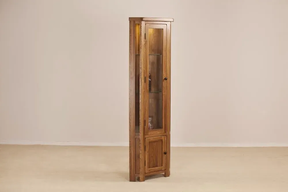 Originals Rustic Oak Corner Display Cabinet - Dark Lacquered