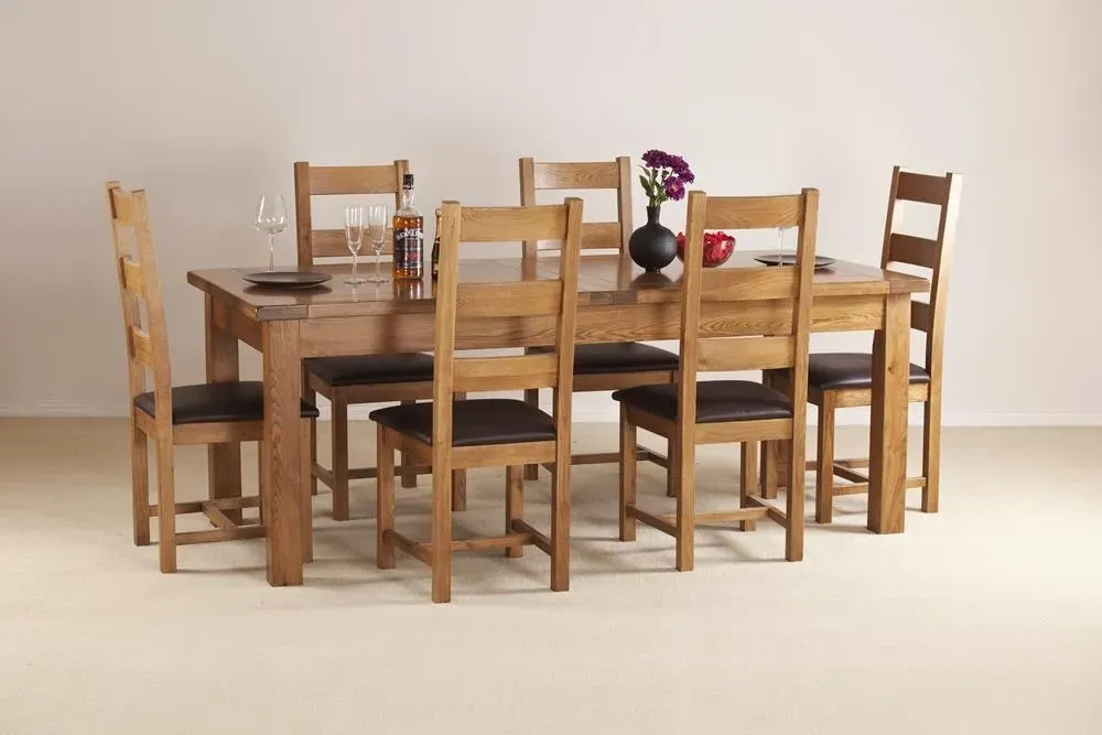 Originals Rustic Oak Large 8-10 Seater Extending Dining Table