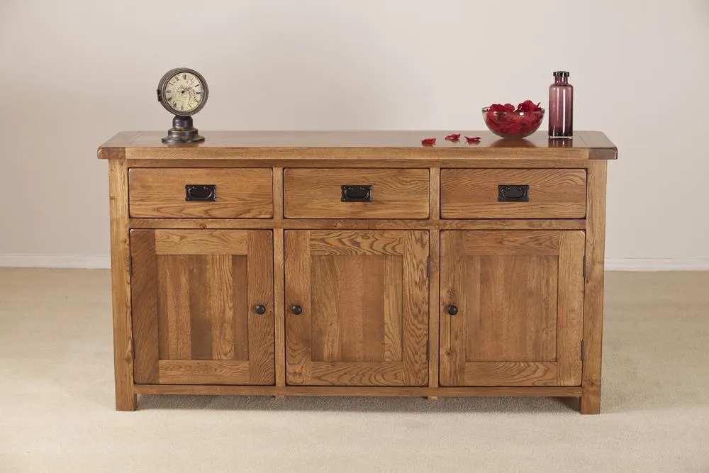Originals Rustic Oak Large Sideboard - Dark Lacquered, Oak