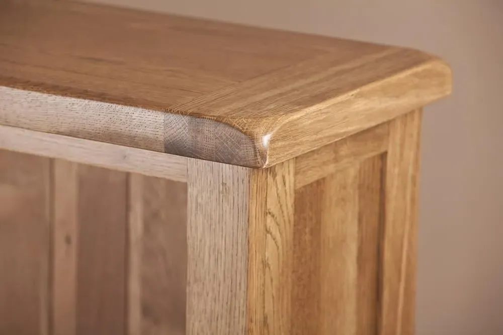 Originals Rustic Oak Low Wide Bookcase - Dark Lacquered