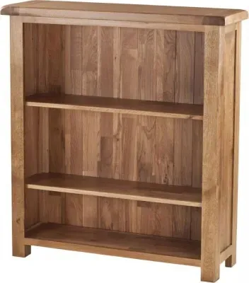 Originals Rustic Oak Low Wide Bookcase - Dark Lacquered
