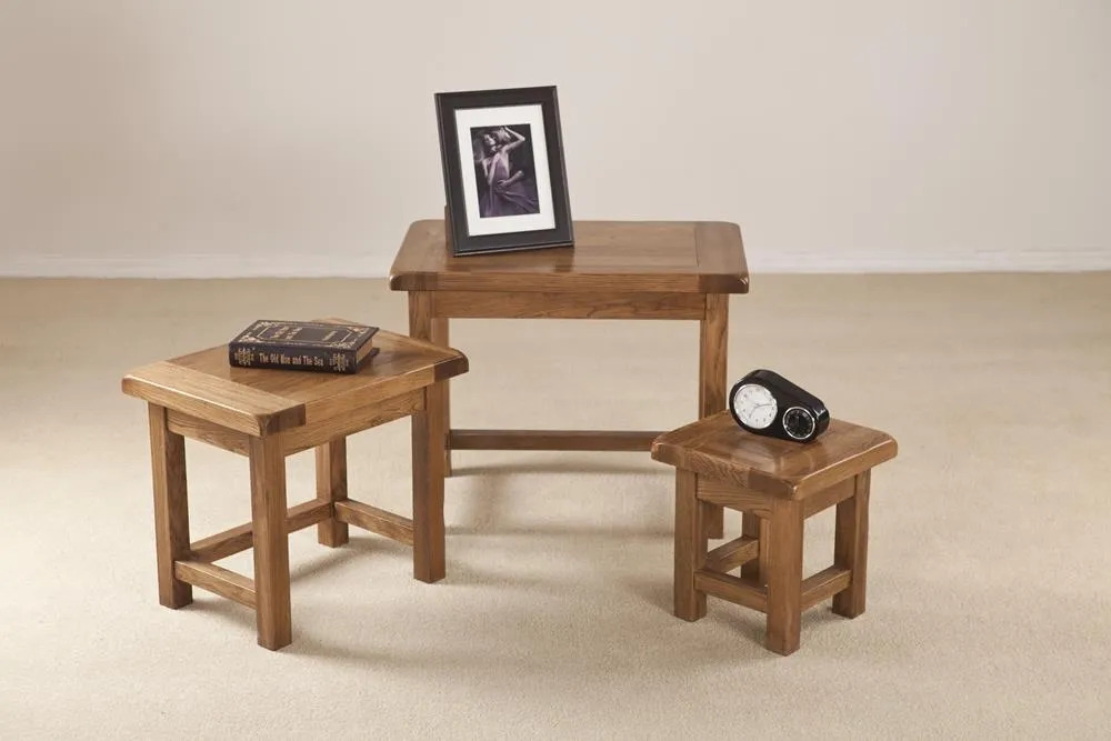 Originals Rustic Oak Nest of Tables - Dark Lacquered