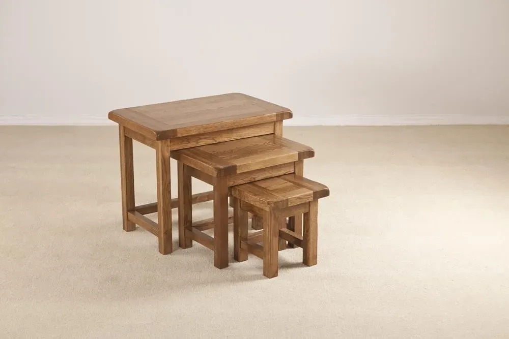 Originals Rustic Oak Nest of Tables - Dark Lacquered