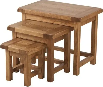 Originals Rustic Oak Nest of Tables - Dark Lacquered