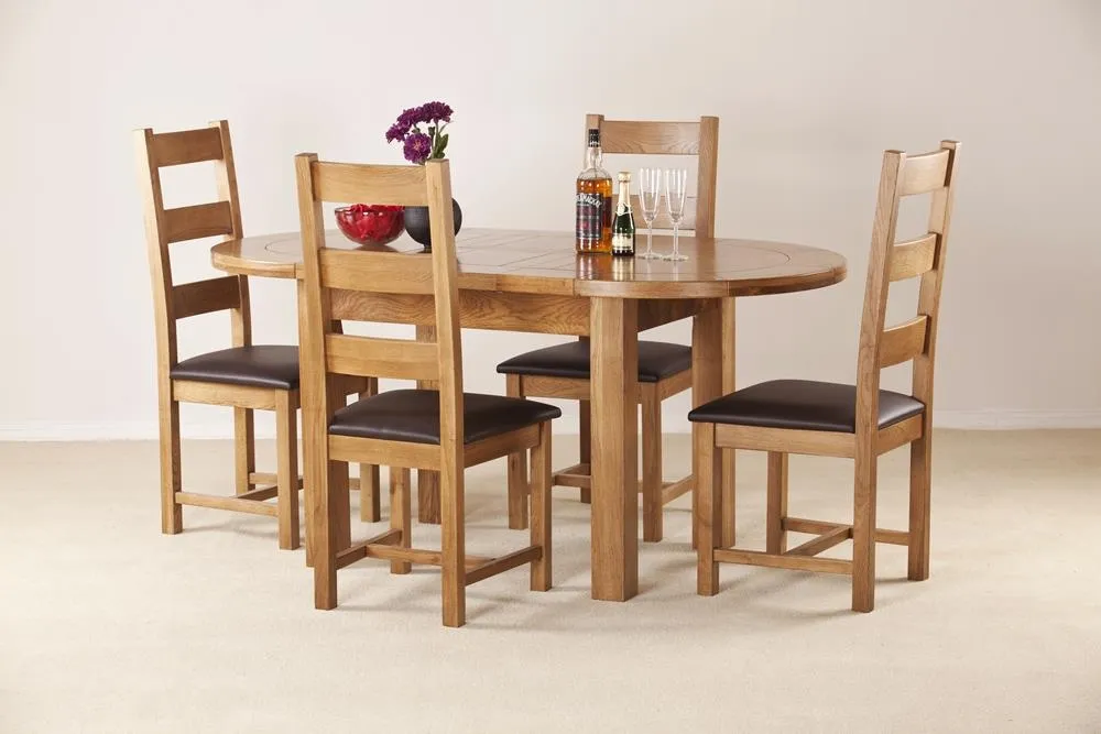 Originals Rustic Oak Oval 4-6 Seater Extending Dining Table