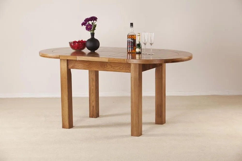 Originals Rustic Oak Oval 4-6 Seater Extending Dining Table