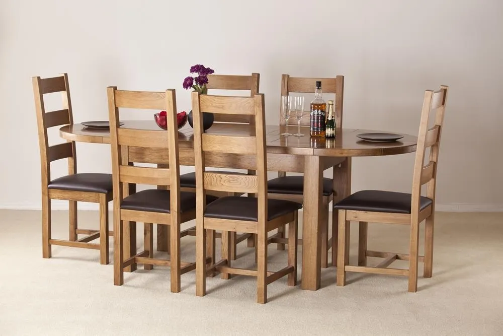 Originals Rustic Oak Oval 6-8 Seater Extending Dining Table