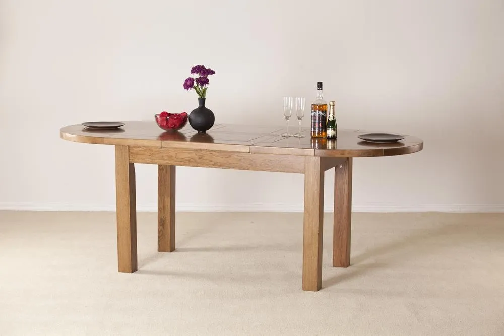 Originals Rustic Oak Oval 6-8 Seater Extending Dining Table