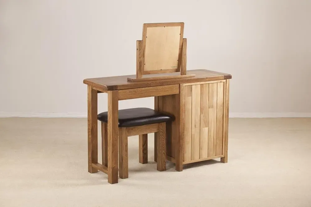 Originals Rustic Oak Single Pedestal Dressing Table - Dark Lacquered