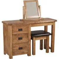 Originals Rustic Oak Single Pedestal Dressing Table - Dark Lacquered