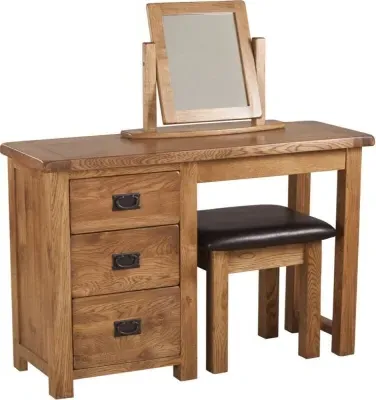 Originals Rustic Oak Single Pedestal Dressing Table - Dark Lacquered