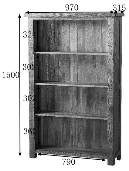 Originals Rustic Oak Wide Bookcase - Dark Lacquered