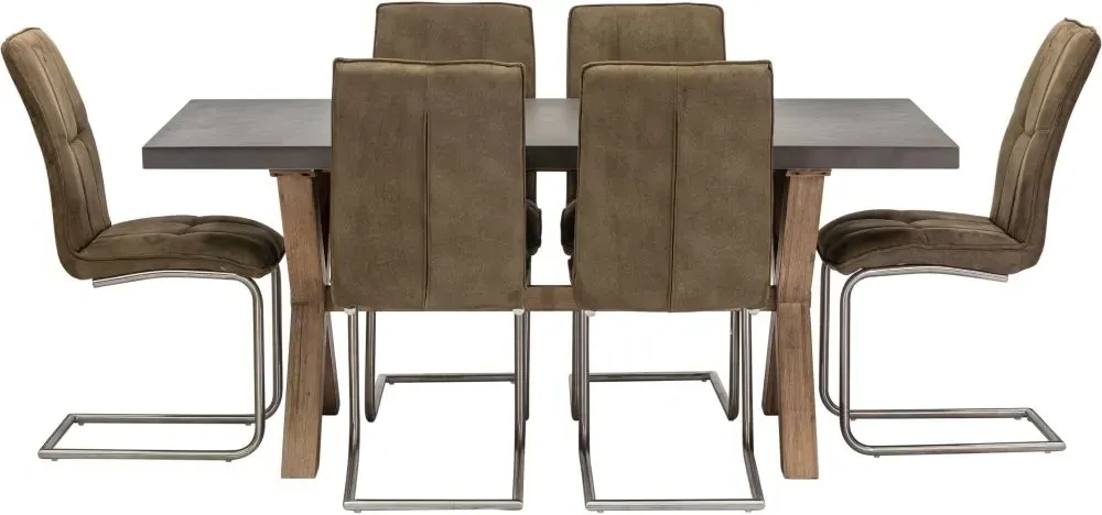 Pimlico 6-Seater Dining Table with X Legs - Grey, Acacia