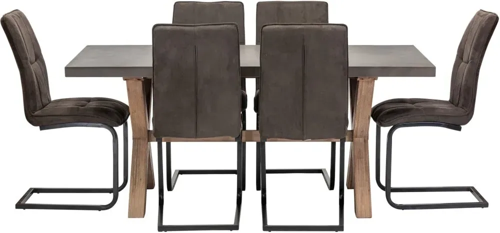 Pimlico 6-Seater Dining Table with X Legs - Grey, Acacia