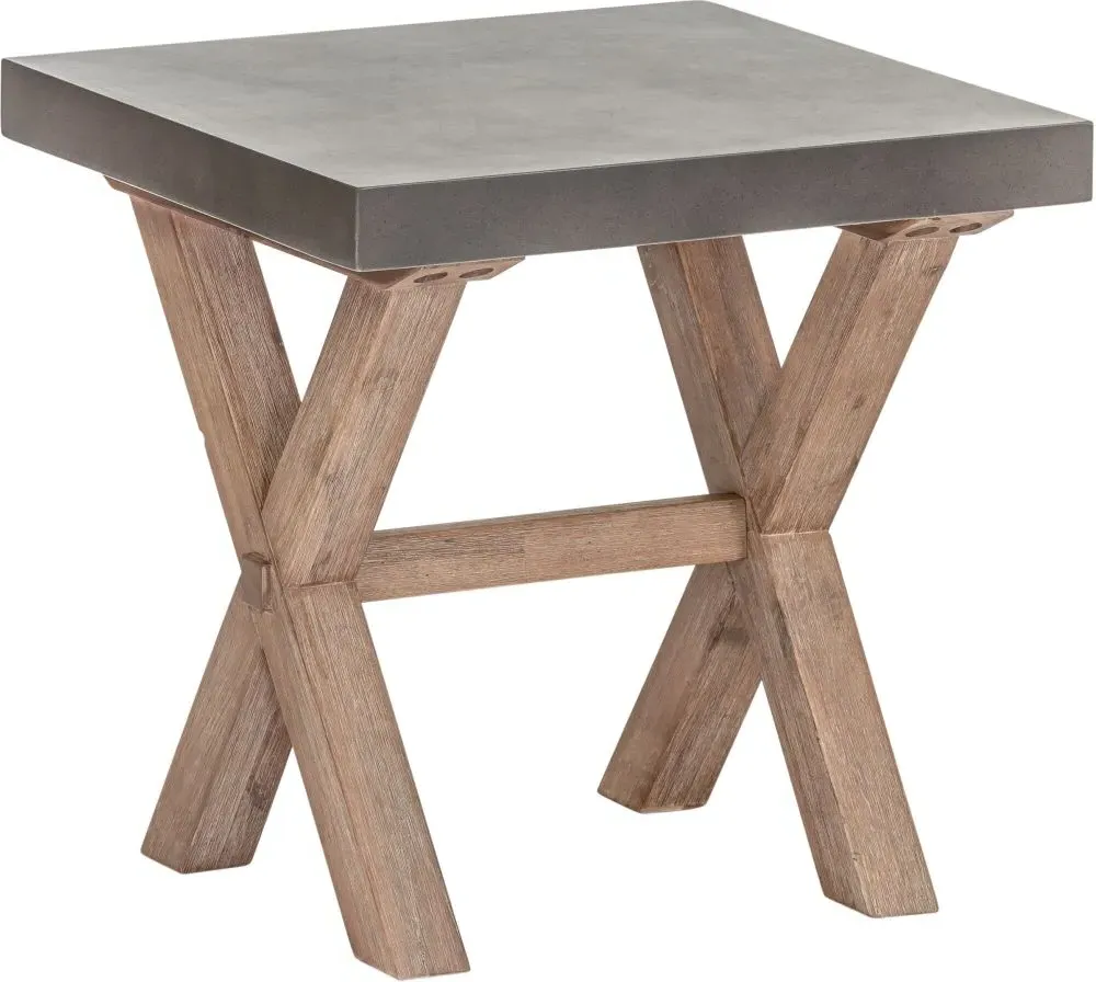Pimlico Square Side Table with X Legs - Grey, Acacia