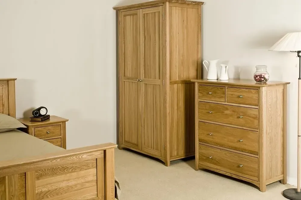 Shaker Oak 2 Door Wardrobe - Natural Lacquered