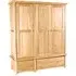Shaker Oak 3 Door 2 Drawer Wardrobe - Natural Lacquered