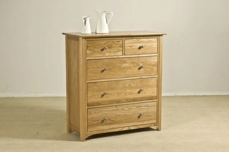 Shaker Oak 3+2 Drawer Chest - Oak