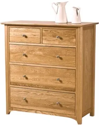 Shaker Oak 3+2 Drawer Chest - Oak