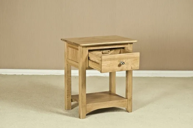 Shaker Oak Bedside Table - Natural Lacquered