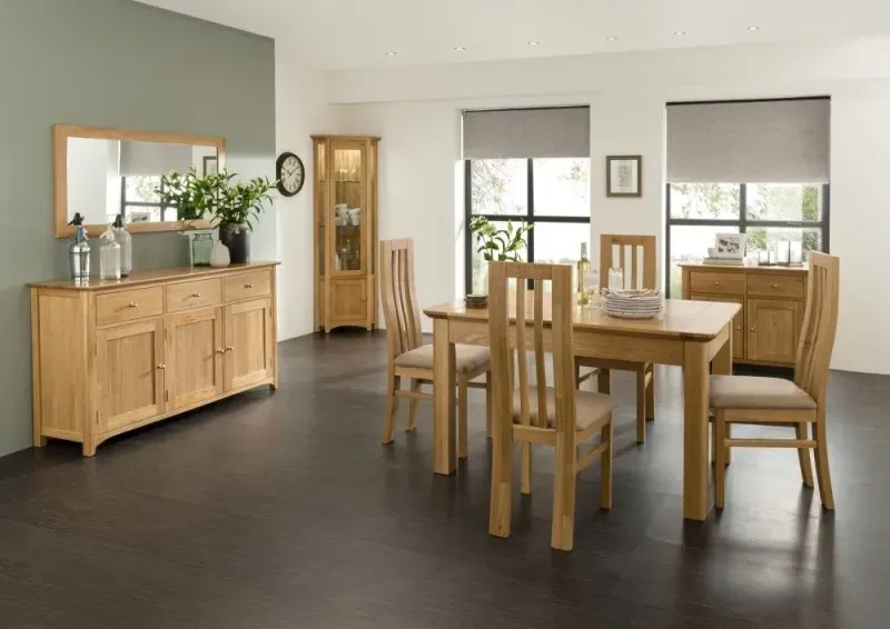 Shaker Oak Corner Display Cabinet - Natural Lacquered