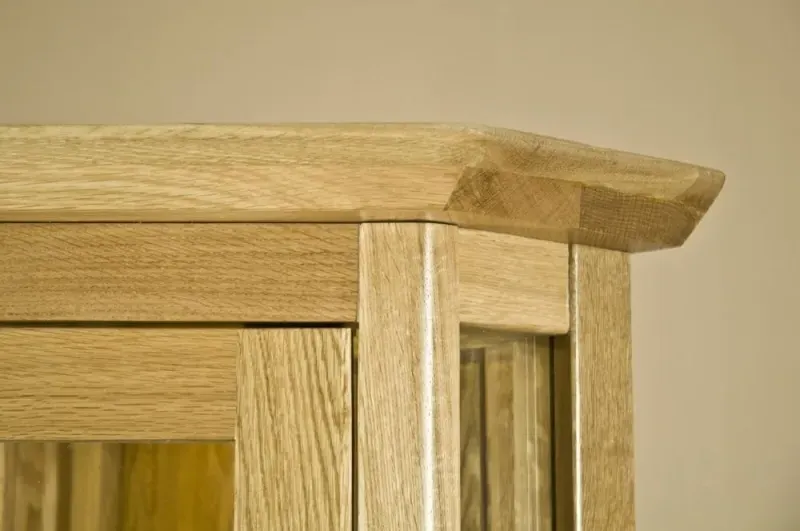 Shaker Oak Corner Display Cabinet - Natural Lacquered