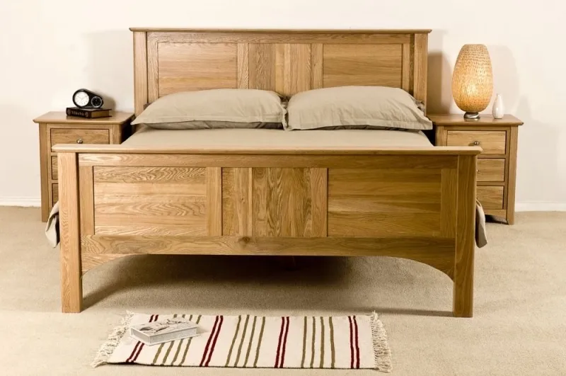 Shaker Oak High Foot End Bed - Natural Lacquered