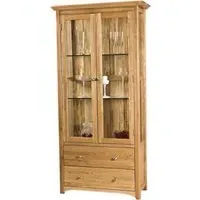 Shaker Oak Large Display Cabinet - Natural Lacquered