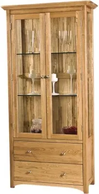 Shaker Oak Large Display Cabinet - Natural Lacquered