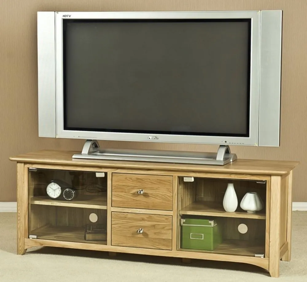Shaker Oak Large TV Unit - Natural Lacquered
