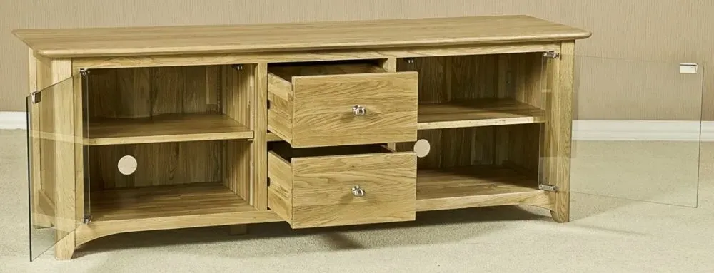 Shaker Oak Large TV Unit - Natural Lacquered